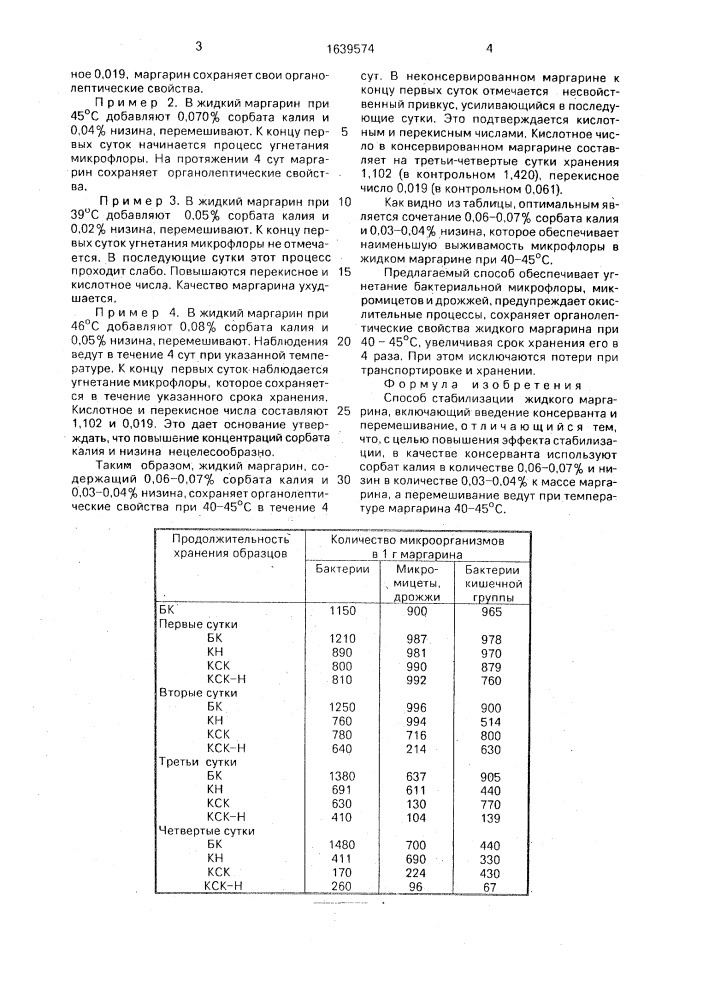 Способ стабилизации жидкого маргарина (патент 1639574)