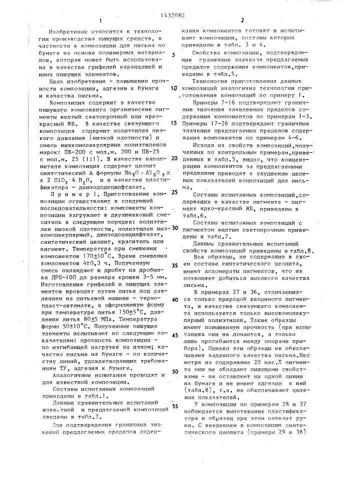 Композиция для письма по бумаге (патент 1432082)