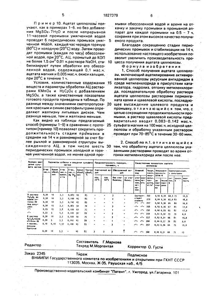 Способ получения ацетата целлюлозы (патент 1827379)