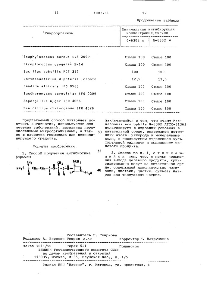 Способ получения антибиотика g-6302 (патент 1003761)