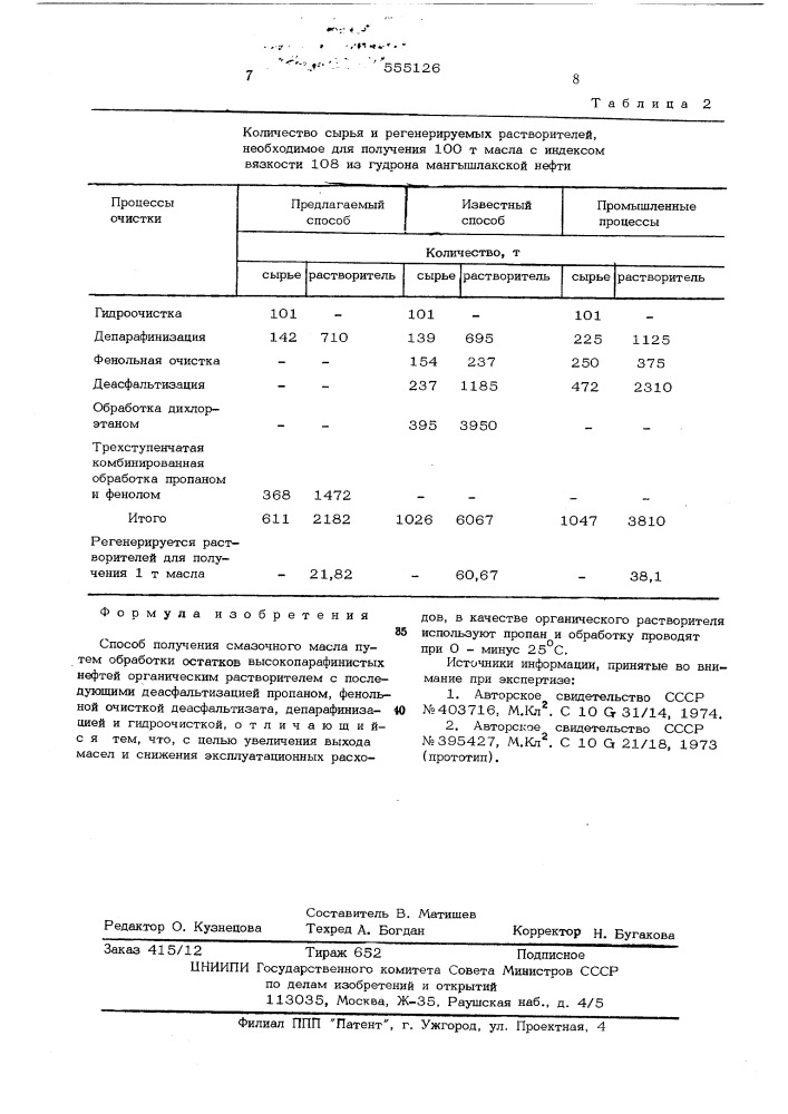 Способ получения смазочного масла (патент 555126)