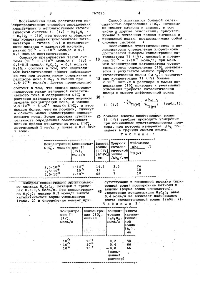 Полярографический способ определения хлоратионов (патент 767020)