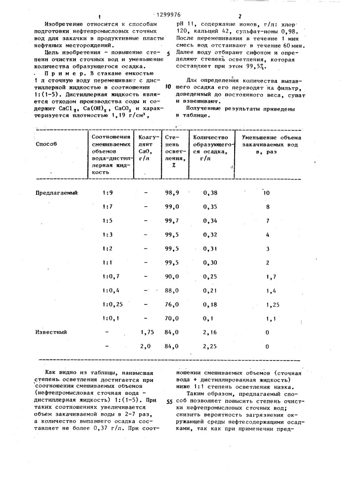 Способ подготовки нефтепромысловых сточных вод (патент 1299976)