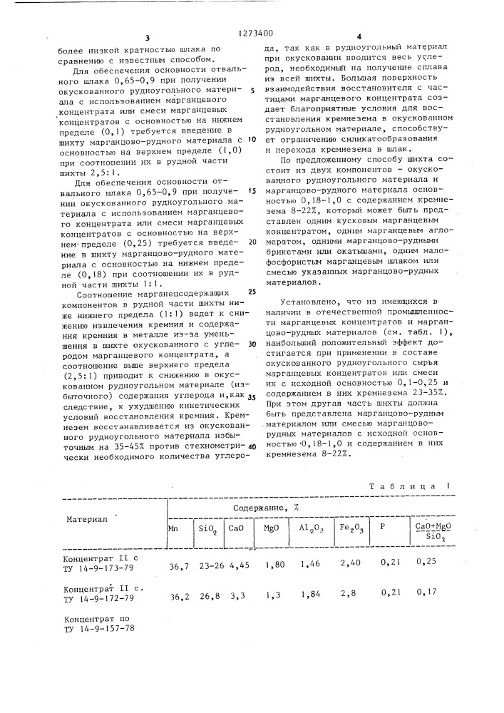 Способ выплавки силикомарганца (патент 1273400)