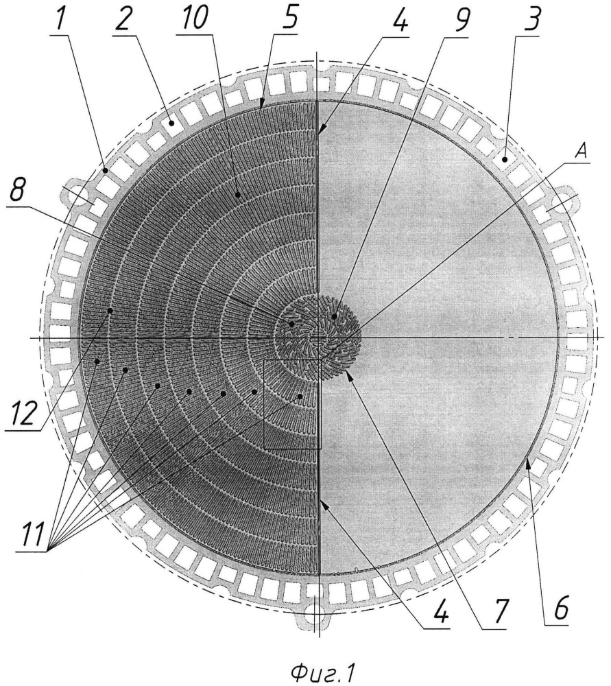 Биполярная пластина топливного элемента круглой формы (патент 2626463)