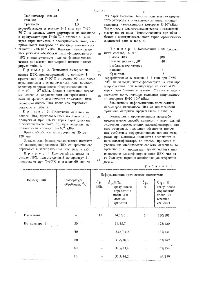 Способ получения пленочного материала на основе поливинилхлорида (патент 896120)