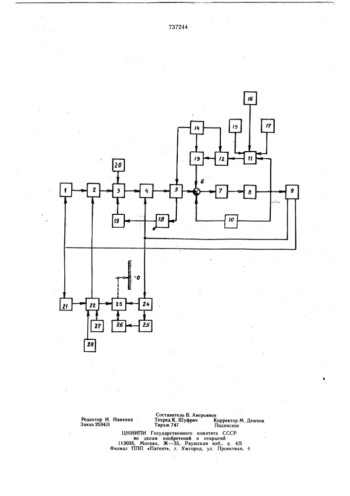 Блок-схема управления гидравлическими прессами (патент 737244)