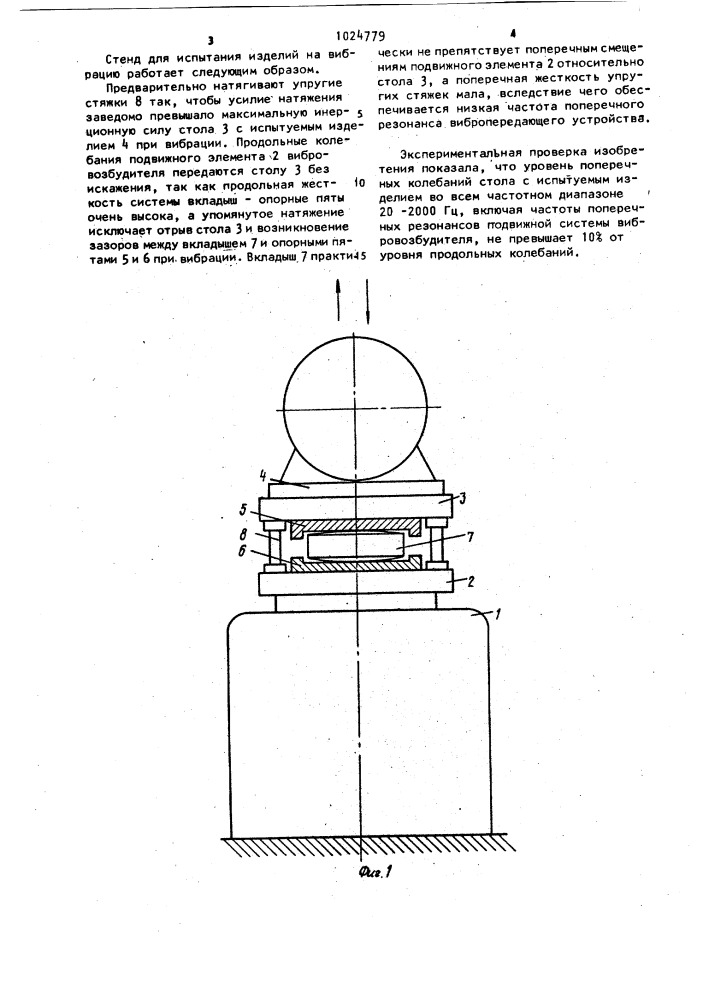 Стенд для испытания изделий на вибрацию (патент 1024779)