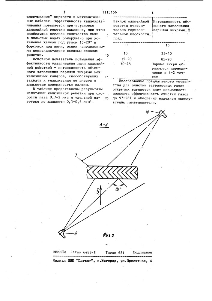 Устройство для очистки ваграночных газов (патент 1113156)