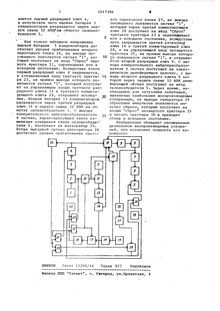 Стенд для ударных испытаний (патент 1067386)