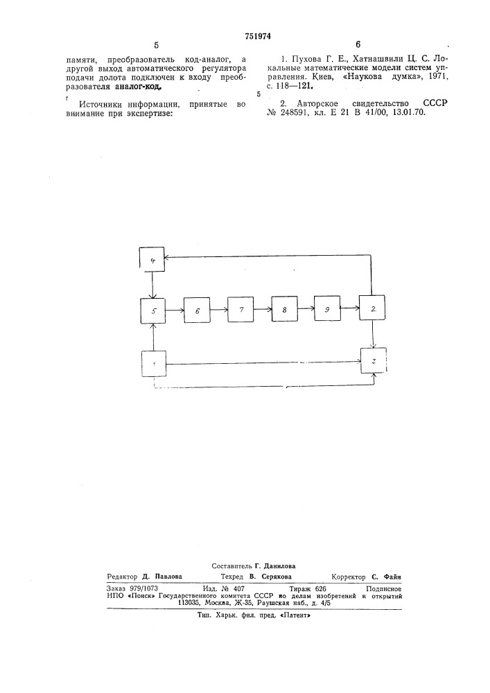 Система управления процессом бурения (патент 751974)