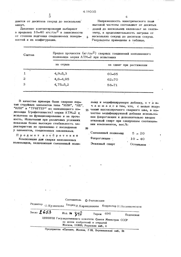 Композиция для сварки наполненных полиамидов (патент 478035)