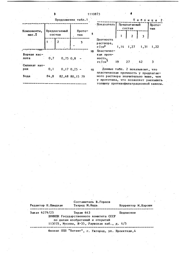 Тампонажный раствор (патент 1110873)