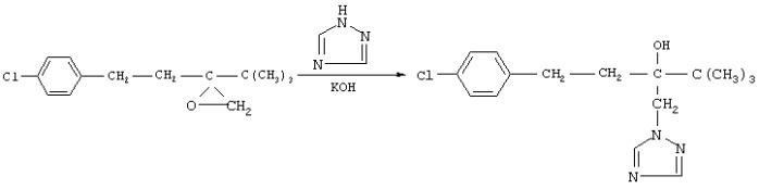 Способ получения 1-(4-хлорфенил)-3-(1,2,4-триазол-1-ил-метил)-4,4-диметилпентан-3-ола (патент 2256655)
