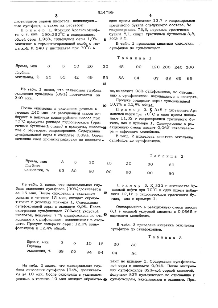 Способ получения сульфоксидов (патент 524799)