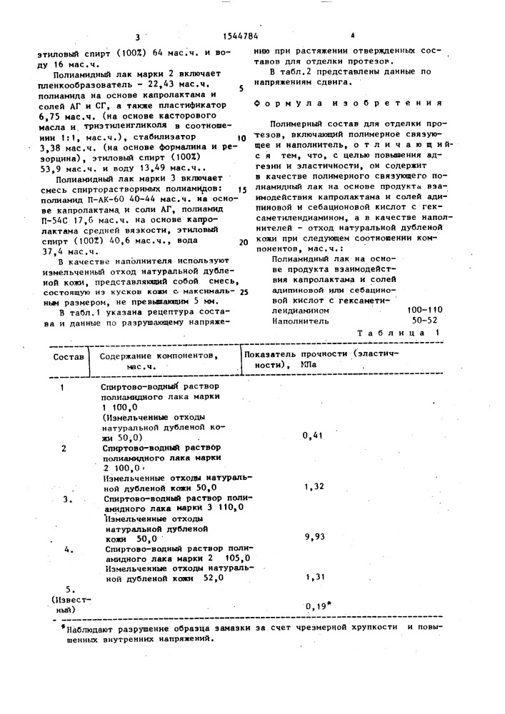 Полимерный состав для отделки протезов (патент 1544784)