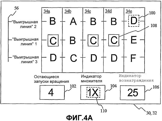 Игровое устройство, имеющее многофункциональный бесплатный игровой бонус (патент 2358786)