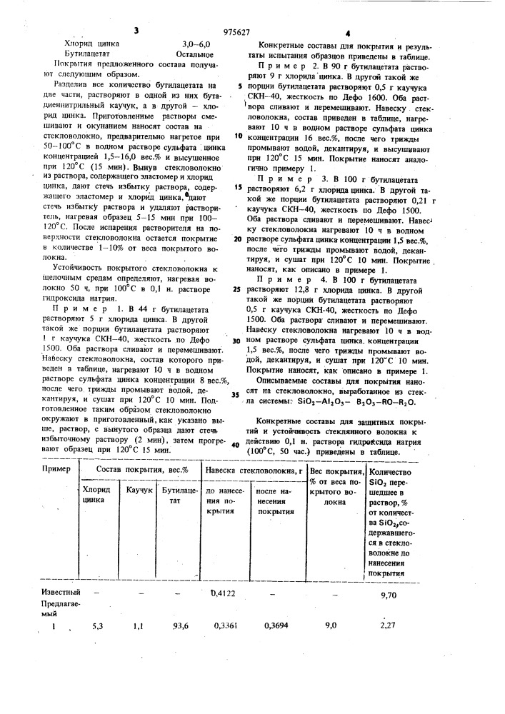 Состав для защитного покрытия стекловолокна (патент 975627)