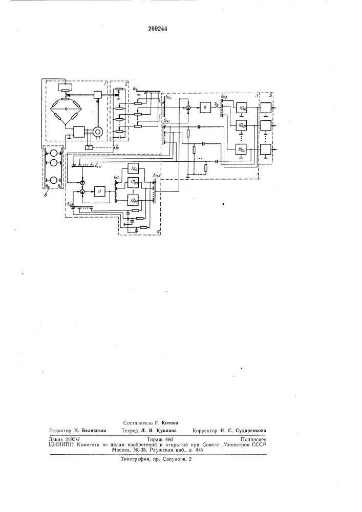 Многоточечный автоматический потенциометр с регулирующим устройством (патент 269244)
