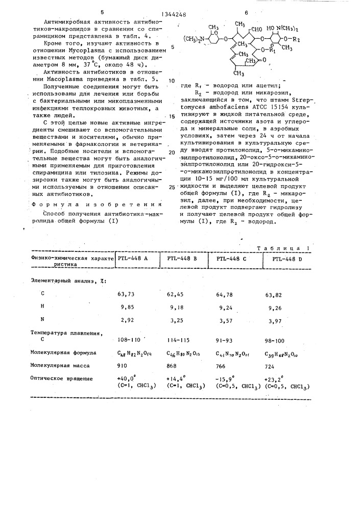 Способ получения антибиотика макролида (патент 1344248)