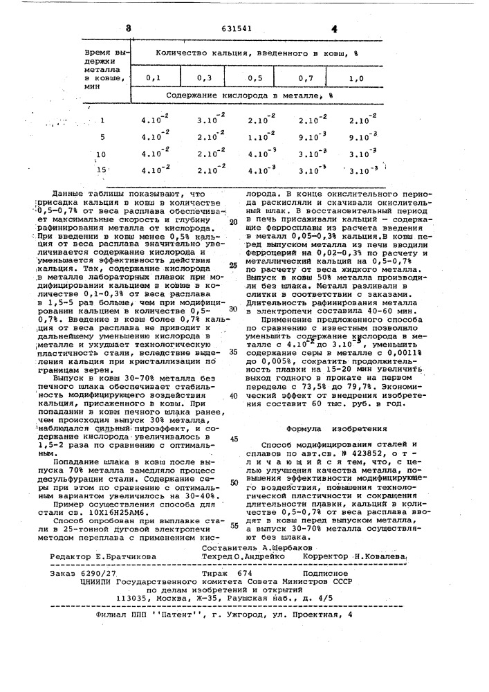 Способ модифицирования стали и сплавов (патент 631541)