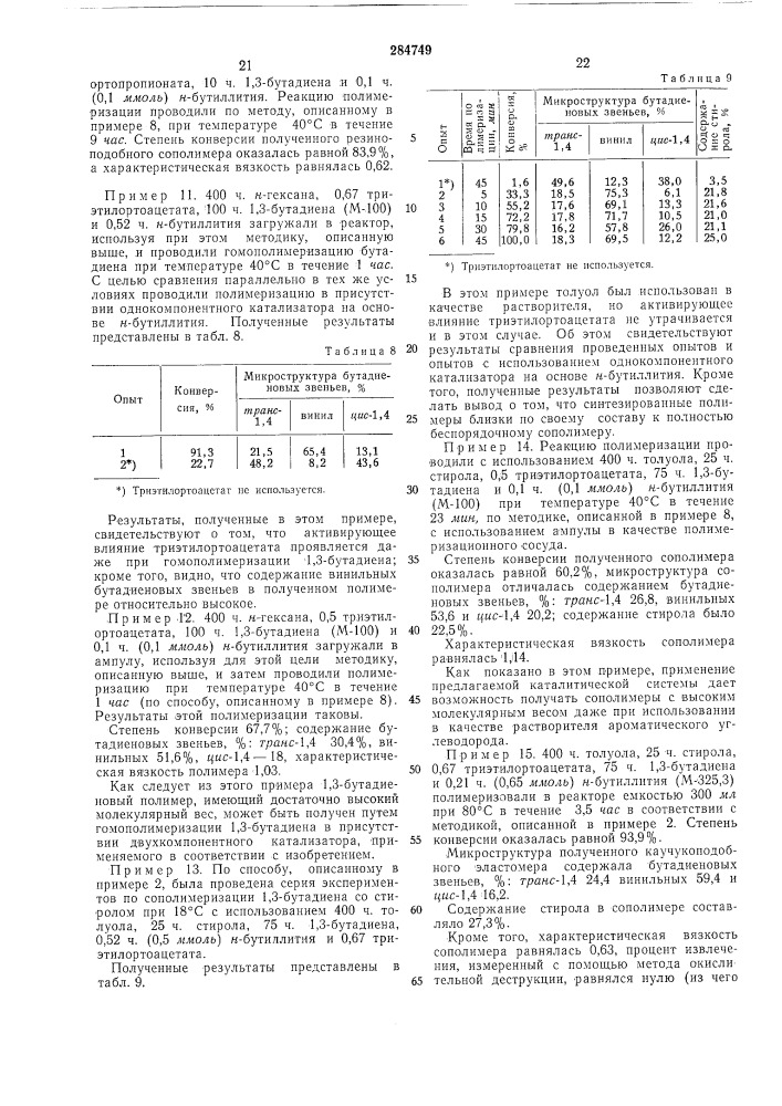 Способ получения сополимеров сопряженных диенов с винилароматическими мономерами (патент 284749)