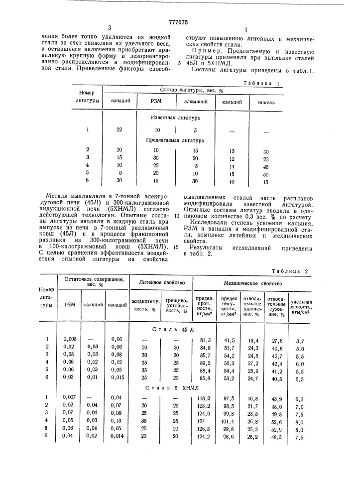 Лигатура (патент 777075)