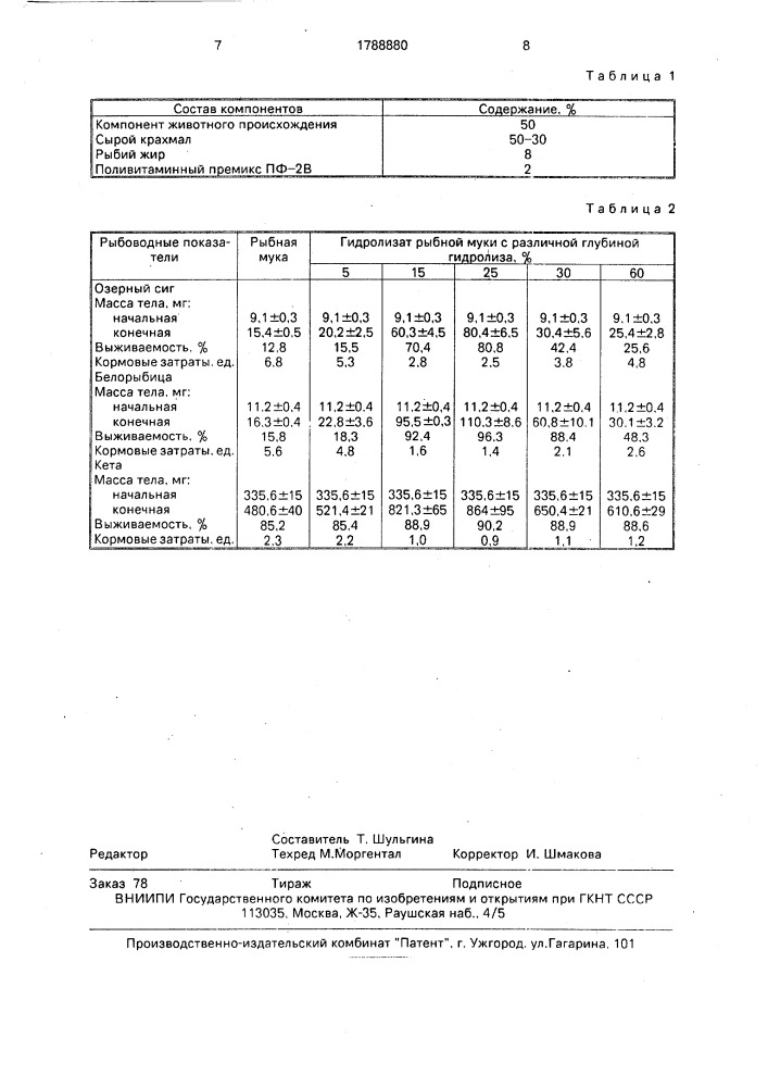 Способ приготовления корма для молоди лососевых рыб (патент 1788880)