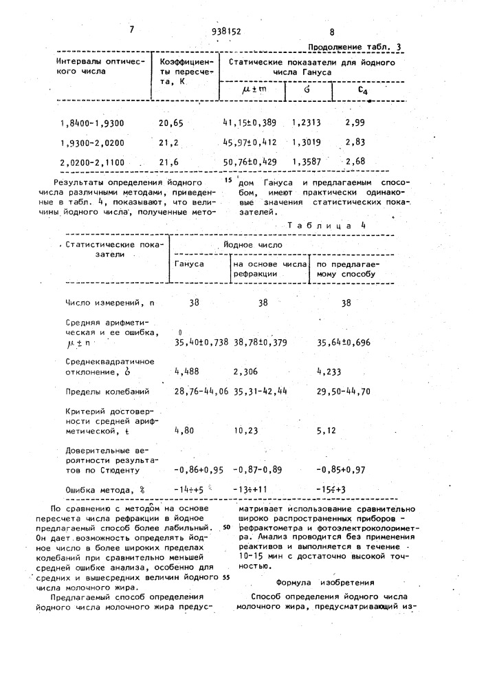 Способ определения йодного числа молочного жира (патент 938152)