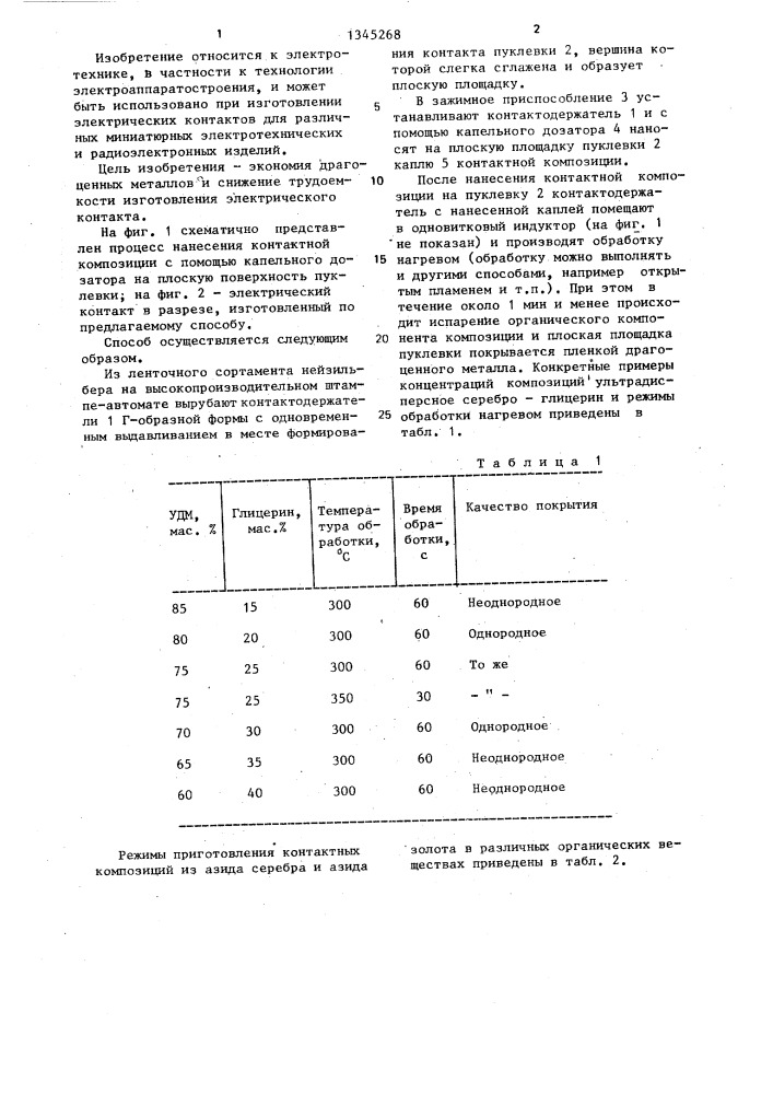 Способ изготовления электрического контакта (патент 1345268)