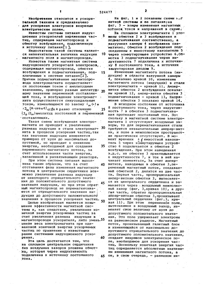 Магнитная система индукционного ускорителя (патент 524477)