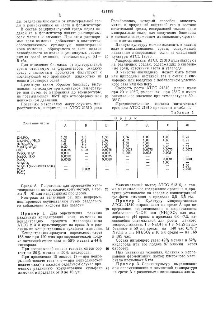 Способ получения биомассы (патент 421199)