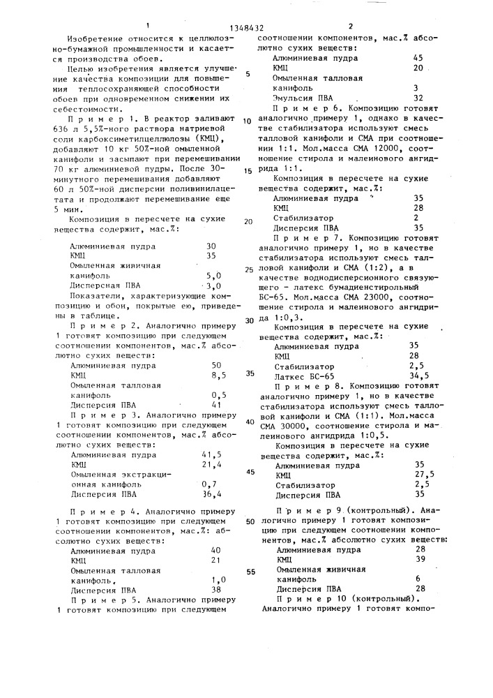 Композиция грунтовального покрытия для обоев (патент 1348432)