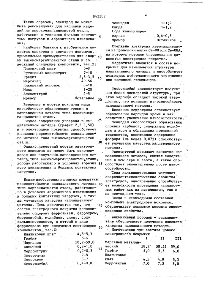 Состав электродного покрытия (патент 843387)