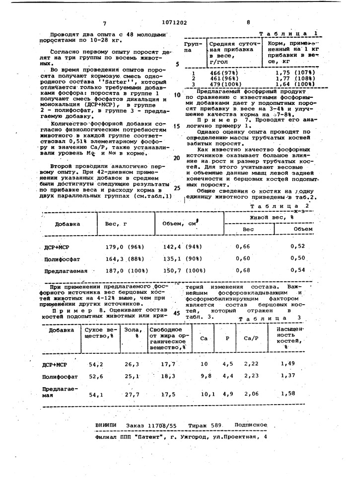 Кормовая добавка для животных (патент 1071202)