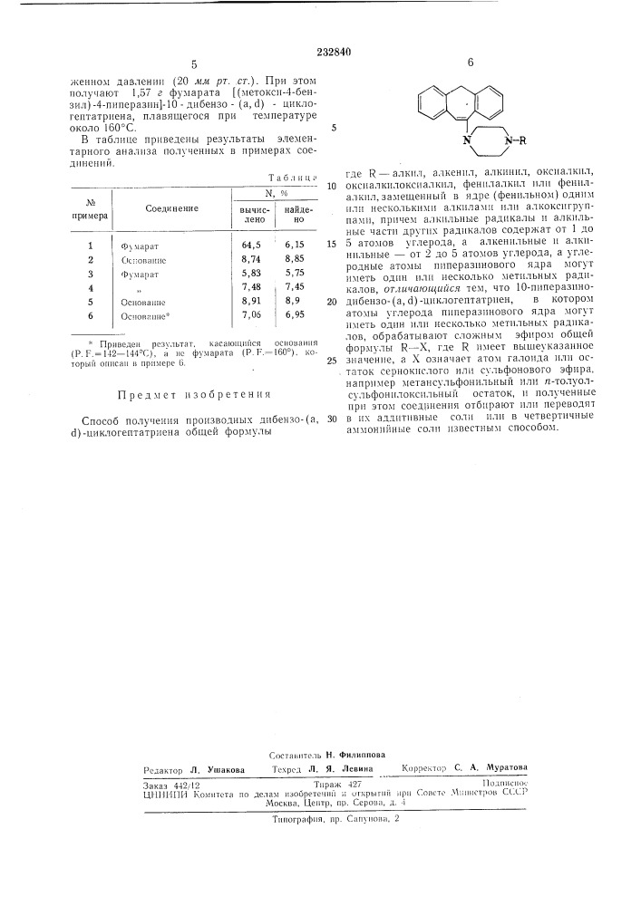 Патент ссср  232840 (патент 232840)