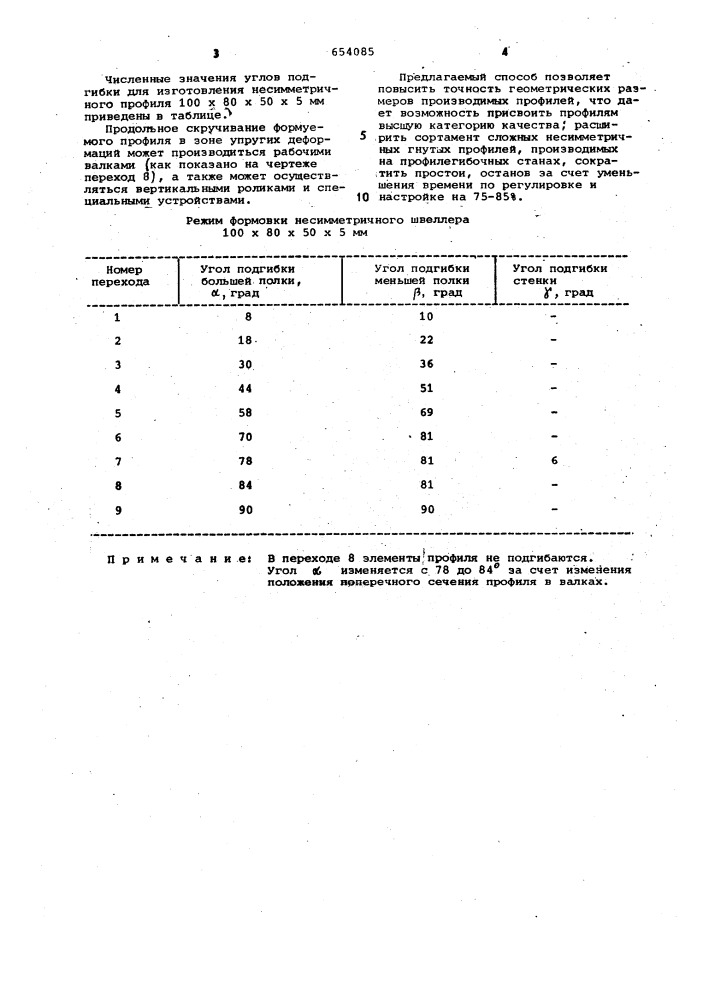 Способ изготовления несимметричных гнутых профилей (патент 654085)