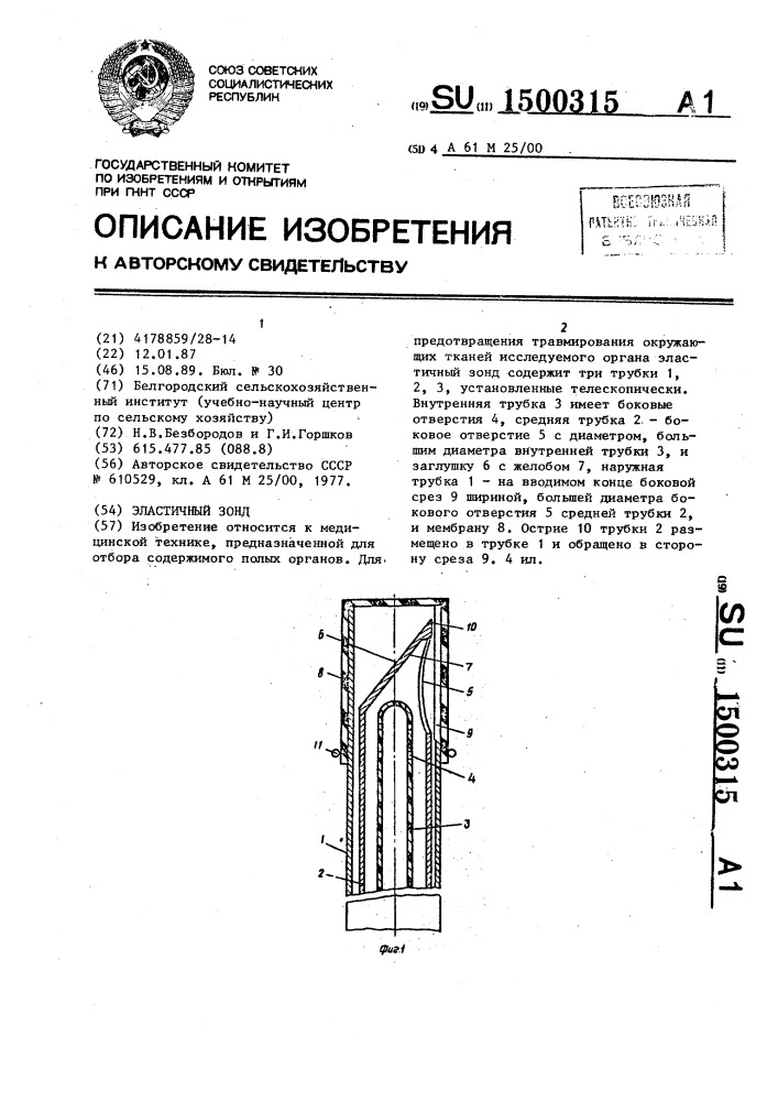 Эластичный зонд (патент 1500315)