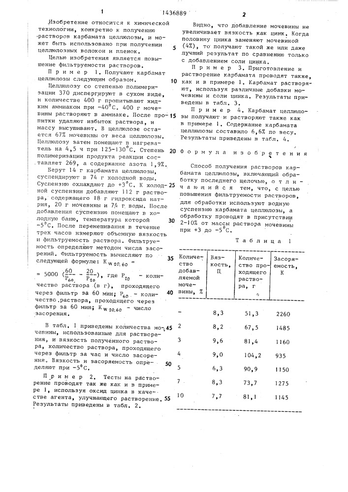 Способ получения растворов карбамата целлюлозы (патент 1436889)