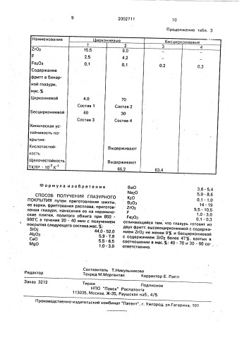 Способ получения глазурного покрытия (патент 2002711)
