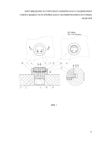 Порт введения тестируемого химического соединения и отбора жидкости из ячейки для культивирования клеточных моделей (патент 2583310)