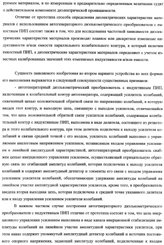 Автогенераторный диэлькометрический преобразователь и способ определения диэлектрических характеристик материалов с его использованием (варианты) (патент 2361226)