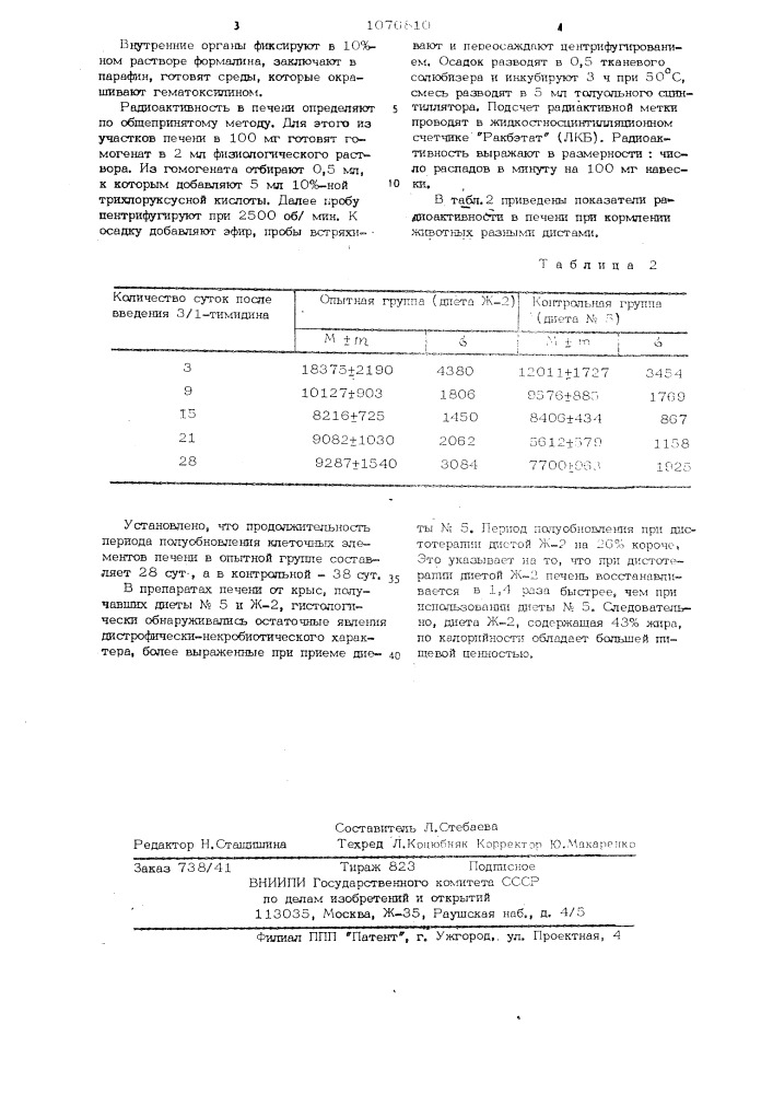 Способ определения безвредности продуктов питания (патент 1076810)