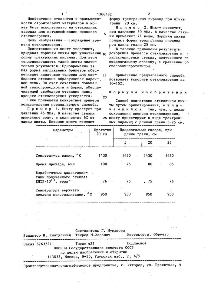 Способ подготовки стекольной шихты (патент 1366482)