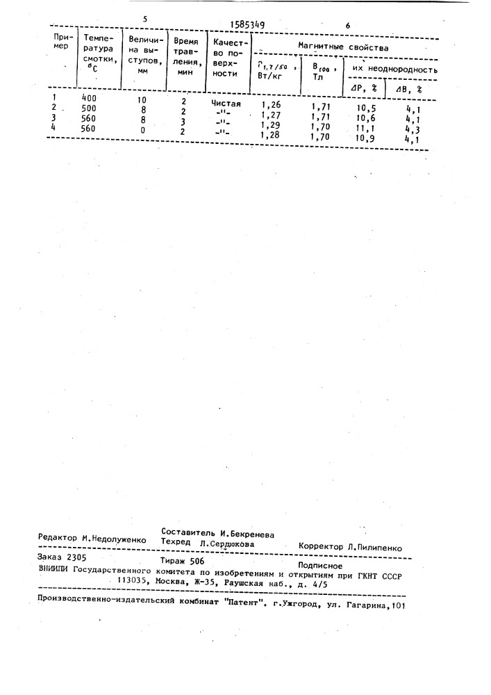 Способ производства трансформаторной стали (патент 1585349)