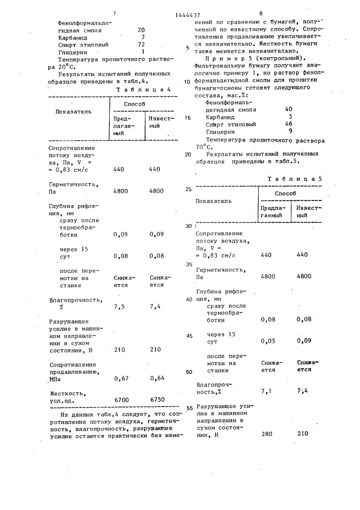 Способ изготовления фильтровальной бумаги (патент 1444437)