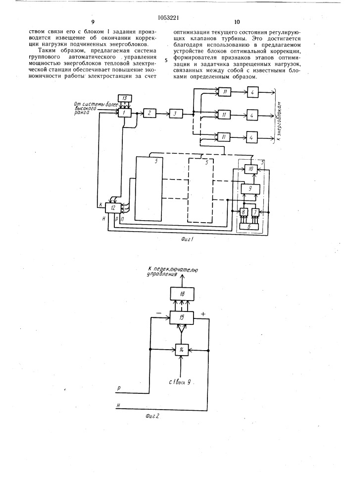 Система группового автоматического управления мощностью энергоблоков тепловой электростанции (патент 1053221)