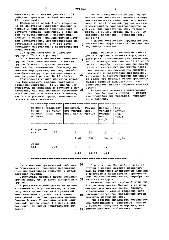 Способ лечения детей с последствиями нейроинфекции (патент 908353)