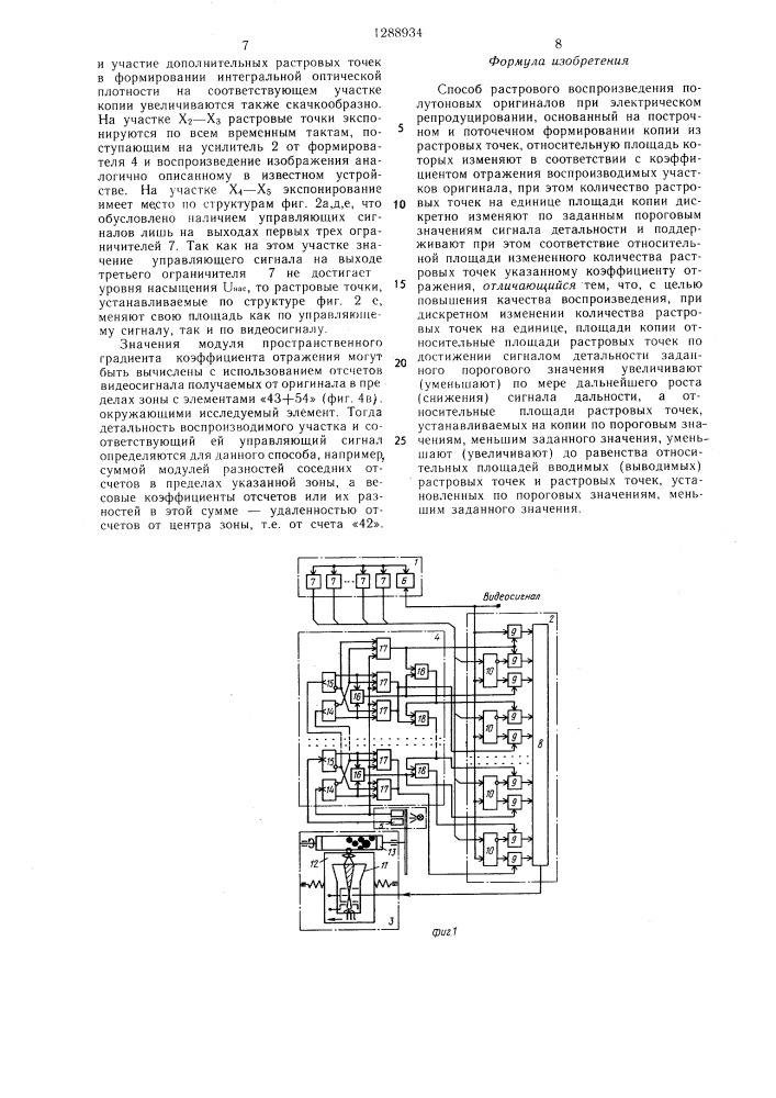 Способ растрового воспроизведения полутоновых оригиналов при электрическом репродуцировании (патент 1288934)