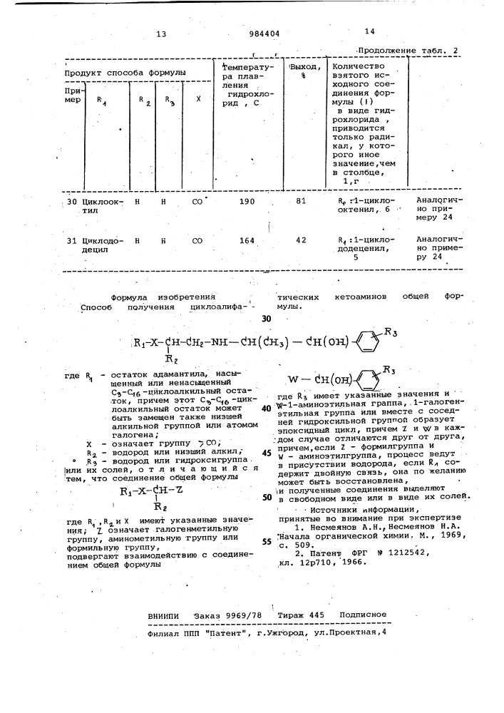 Способ получения циклоалифатических кетоаминов или их солей (патент 984404)